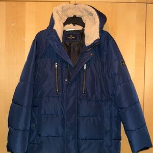 Andrew Marc Blue Puffer Jacket with Hood